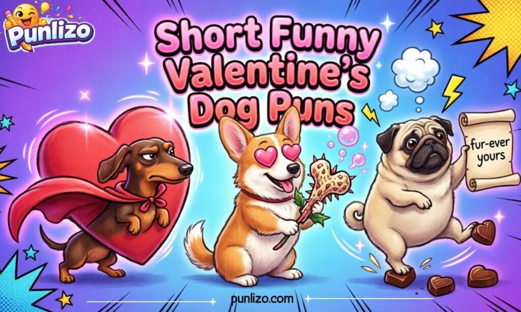 Short Funny Valentine’s Dog Puns